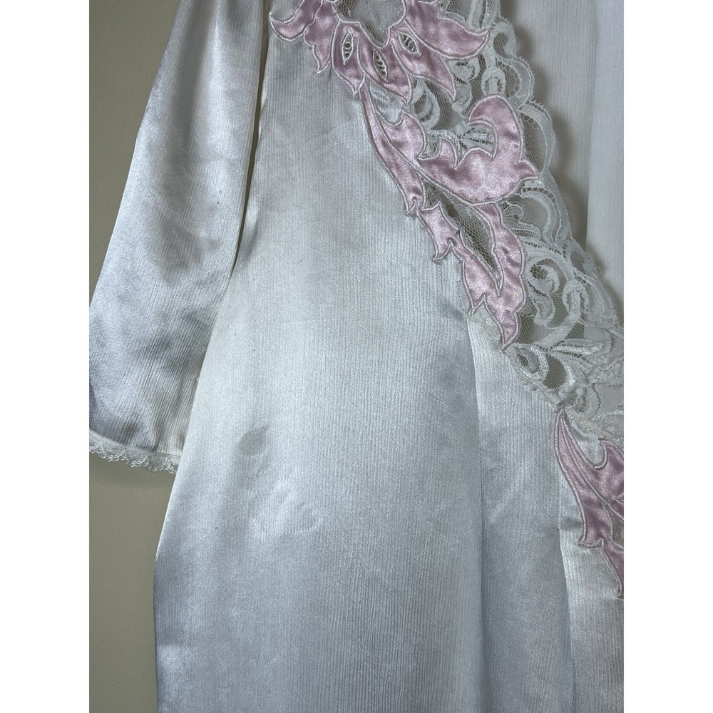 Natori Vintage Women's 2X Short Sleeve Embroidered Lace Night Shirt V Neck - Picture 4 of 10